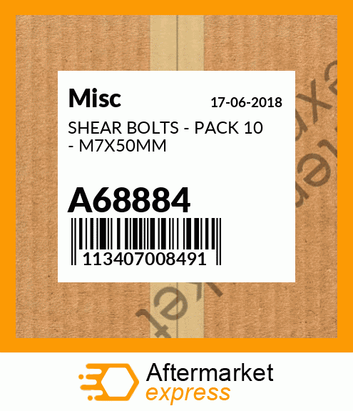 SHEAR BOLTS - PACK 10 - M7X50MM A68884