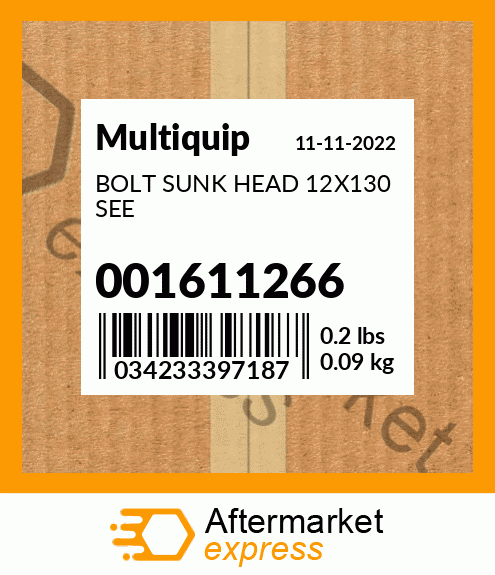 BOLT SUNK HEAD 12X130 SEE 001611266