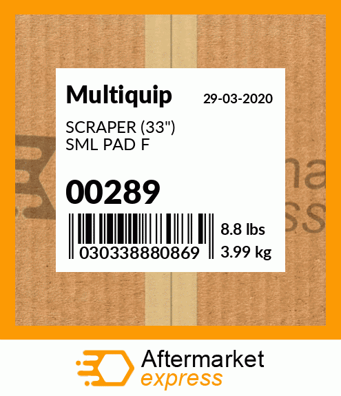 SCRAPER (33") SML PAD F 00289