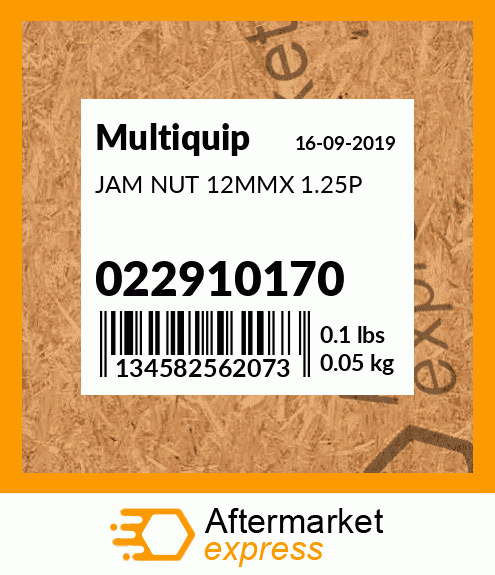 JAM NUT 12MMX 1.25P 022910170