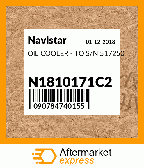OIL COOLER - TO S/N 517250 N1810171C2