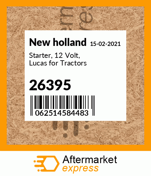 Starter, 12 Volt, Lucas for Tractors 26395
