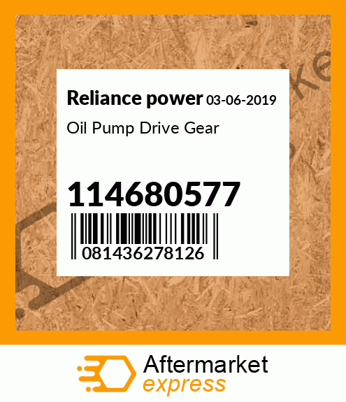 Oil Pump Drive Gear 114680577
