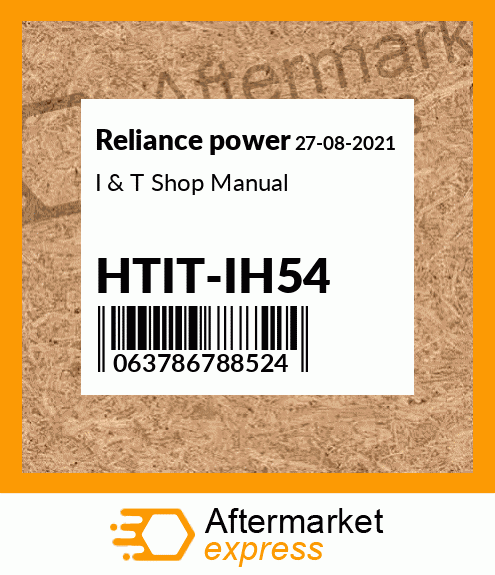 I & T Shop Manual HTIT-IH54