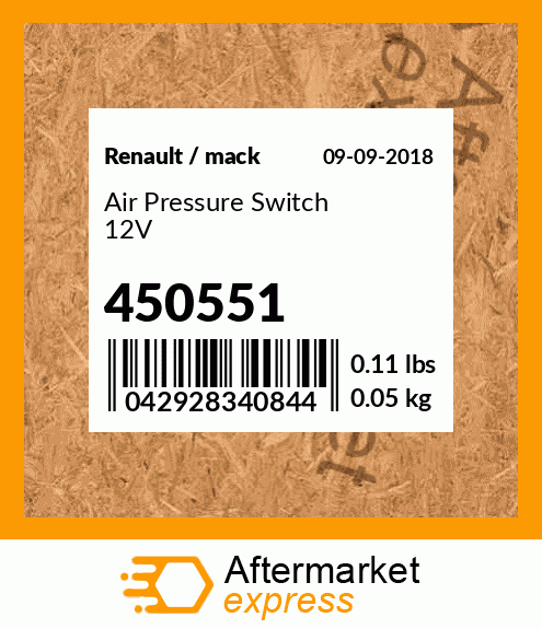 Air Pressure Switch 12V 450551