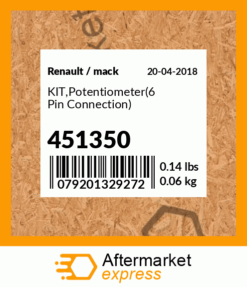 KIT,Potentiometer(6 Pin Connection) 451350