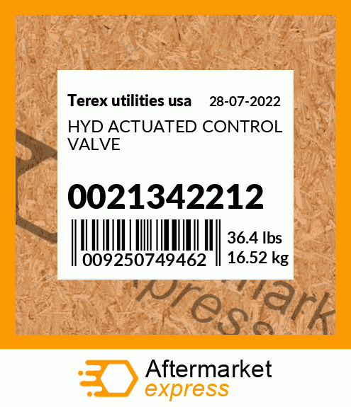 HYD ACTUATED CONTROL VALVE 0021342212