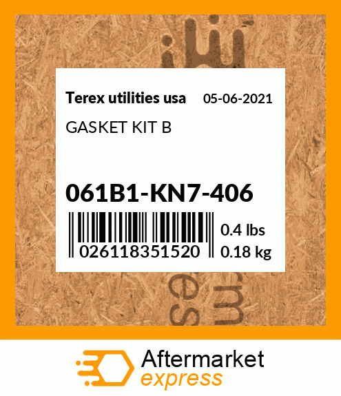 GASKET KIT B 061B1-KN7-406