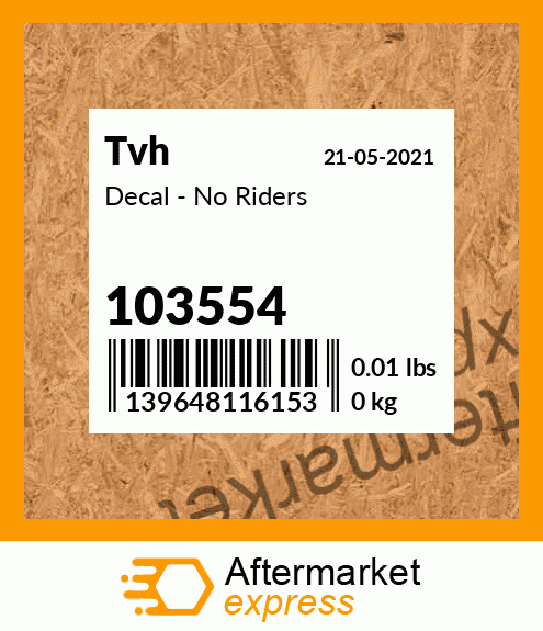Decal - No Riders 103554
