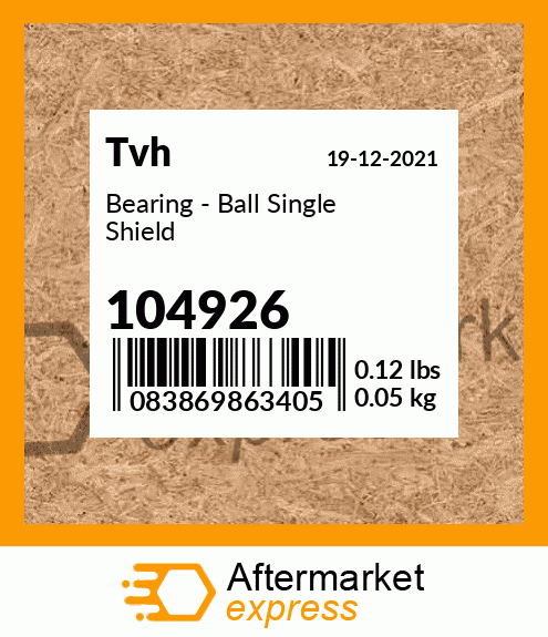 Bearing - Ball Single Shield 104926