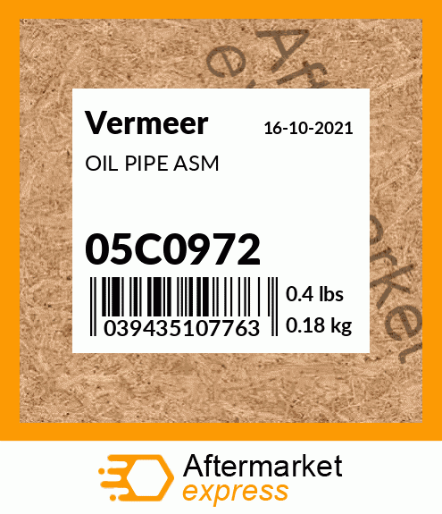 OIL PIPE ASM 05C0972
