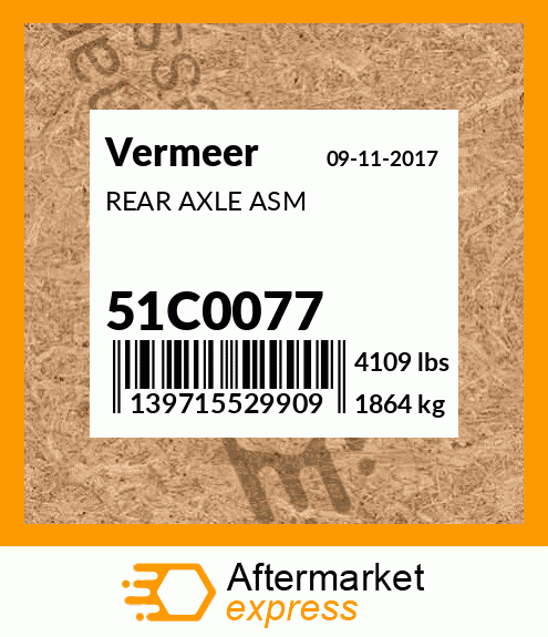 REAR AXLE ASM 51C0077
