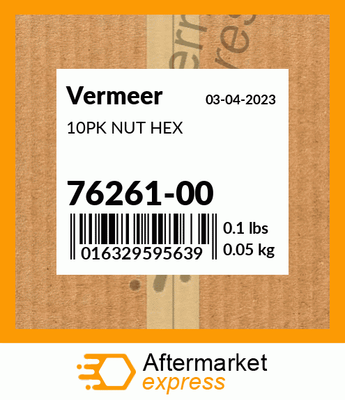 10PK NUT HEX 76261-00