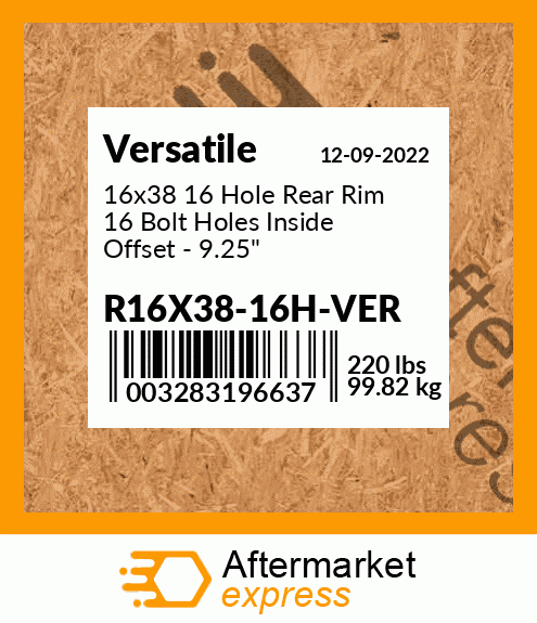 16x38 16 Hole Rear Rim 16 Bolt Holes Inside Offset - 9.25" Outside Offset - 7.50" R16X38-16H-VER