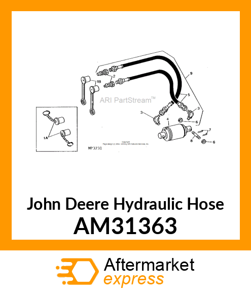 HOSE, FRONT ATTACHMENT HYD. AM31363