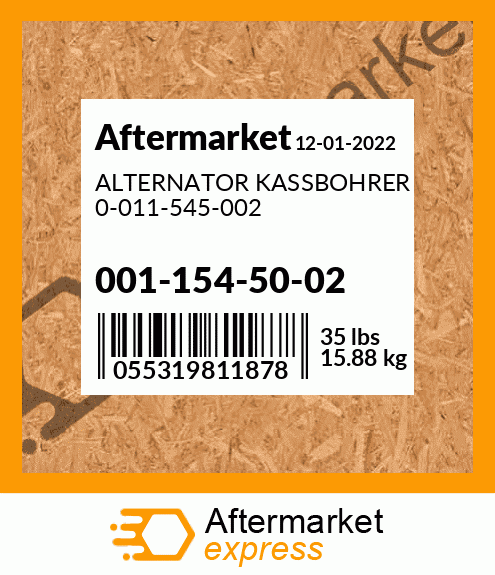 Spare part 0-011-545-002 + ALTERNATOR KASSBOHRER 0-011-545-002