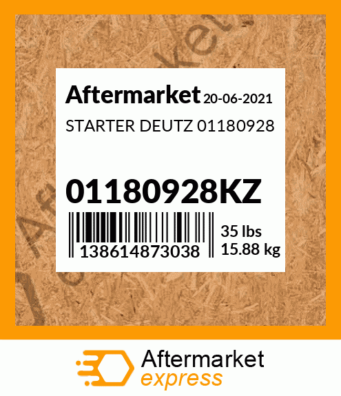 Spare part 01180928KZ + STARTER DEUTZ 01180928