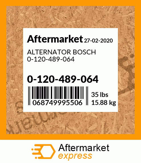 Spare part 0120489064 + ALTERNATOR BOSCH 0-120-489-064