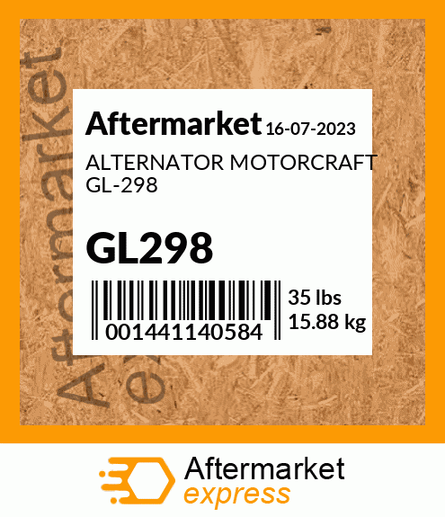 ALTERNATOR MOTORCRAFT GL-298 GL298