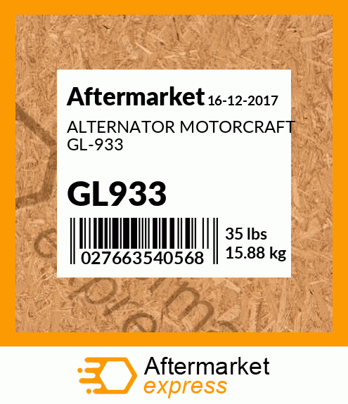 ALTERNATOR MOTORCRAFT GL-933 GL933