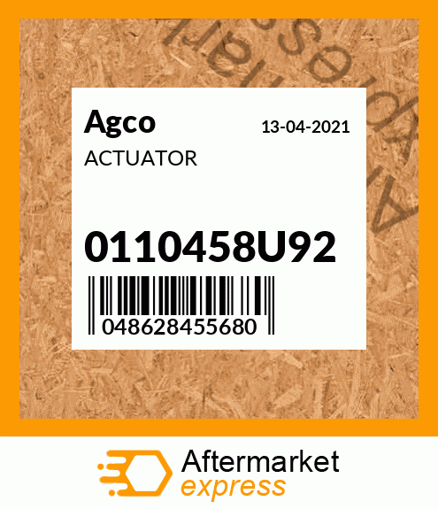 Spare part 0110458U92 + ACTUATOR