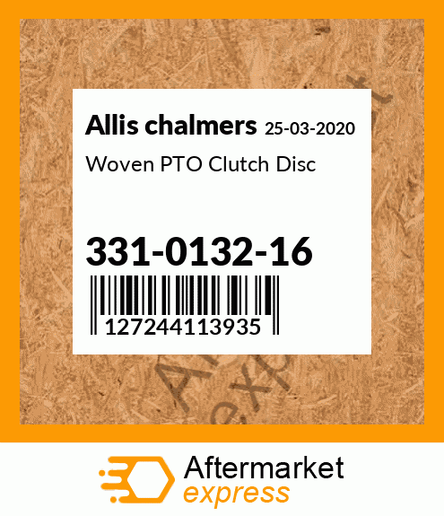 Spare part 331-0132-16 + Woven PTO Clutch Disc