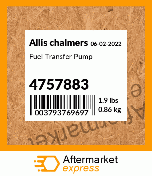 Spare part 4757883 + Fuel Transfer Pump