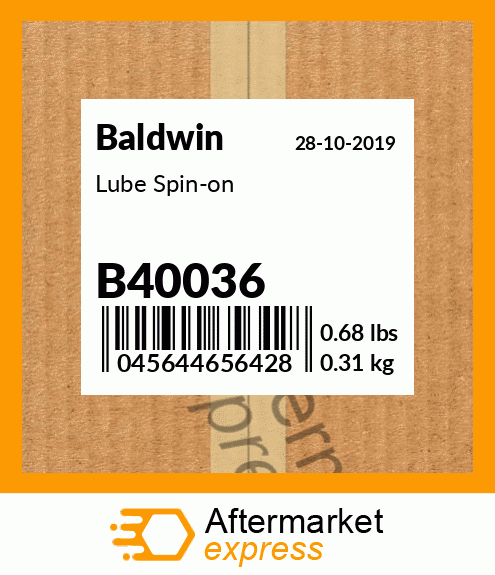 Spare part B40036 + Lube Spin-on