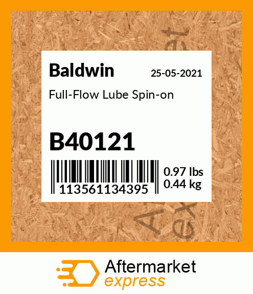 Spare part B40121 + Full-Flow Lube Spin-on