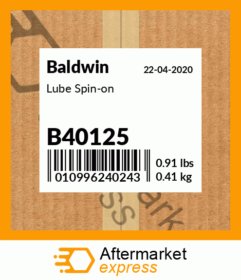 Spare part B40125 + Lube Spin-on