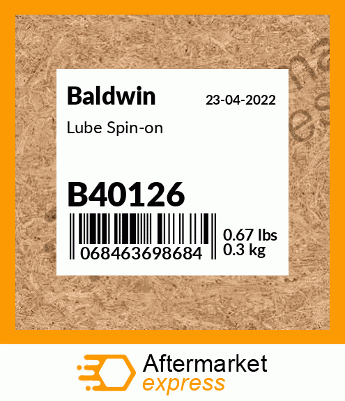 Spare part B40126 + Lube Spin-on