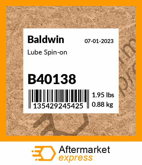 Spare part B40138 + Lube Spin-on