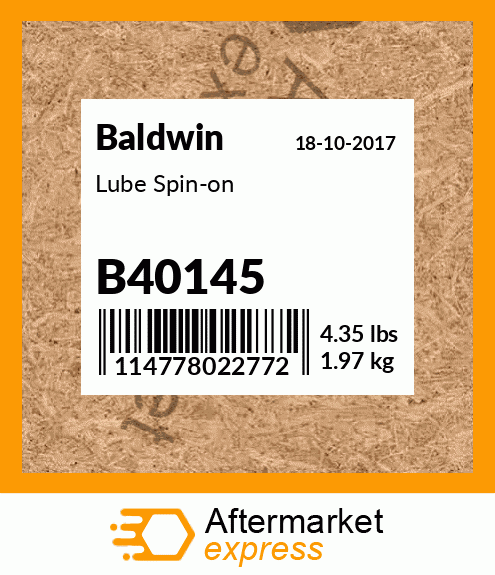 Spare part B40145 + Lube Spin-on