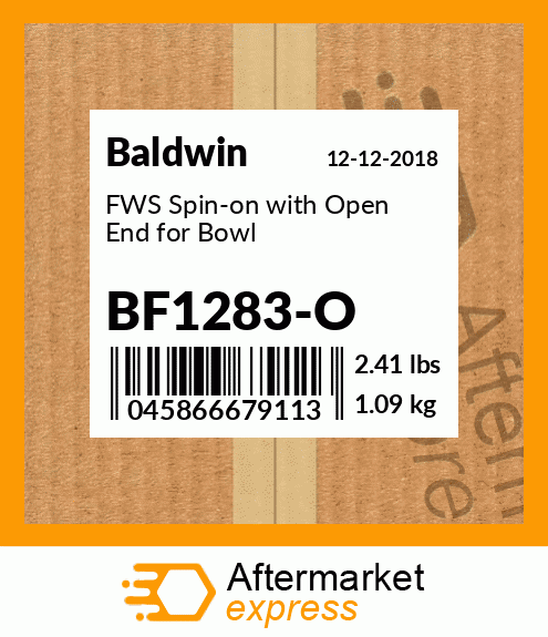 Spare part BF1283-O + FWS Spin-on with Open End for Bowl