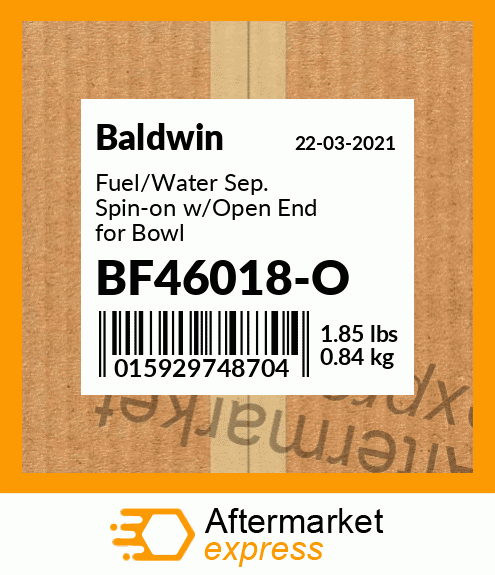 Spare part BF46018-O + Fuel/Water Sep. Spin-on w/Open End for Bowl