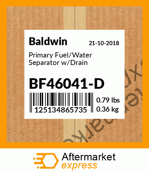 Spare part BF46041-D + Primary Fuel/Water Separator w/Drain