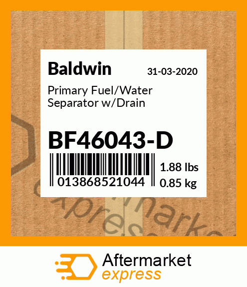 Spare part BF46043-D + Primary Fuel/Water Separator w/Drain