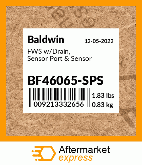 Spare part BF46065-SPS + FWS w/Drain, Sensor Port & Sensor