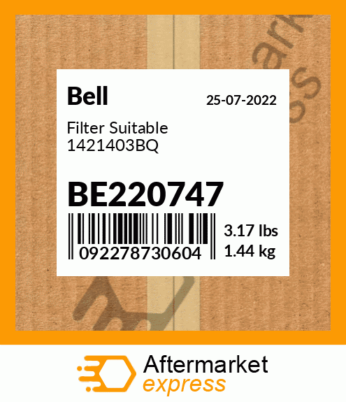 Spare part BE220747 + Filter Suitable 1421403BQ