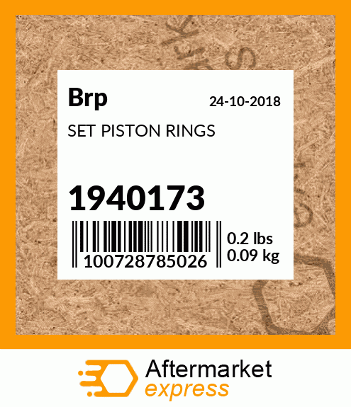 Spare part 1940173 + SET PISTON RINGS