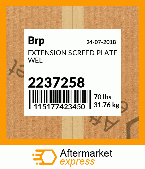 Spare part 2237258 + EXTENSION SCREED PLATE WEL