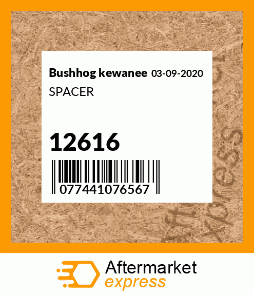 Spare part 12616 + SPACER