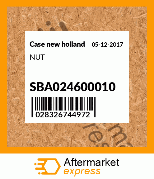 New Holland Nut Part # SBA024600010 
