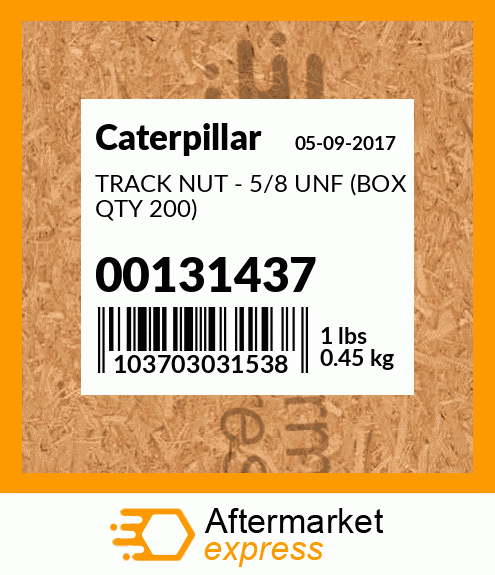 TRACK NUT - 5/8 UNF (BOX QTY 200) 00131437