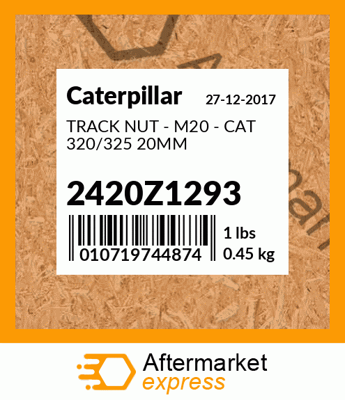 FT2111 - TRACK NUT - M20 - CAT 320/325 20MM fits Caterpillar 