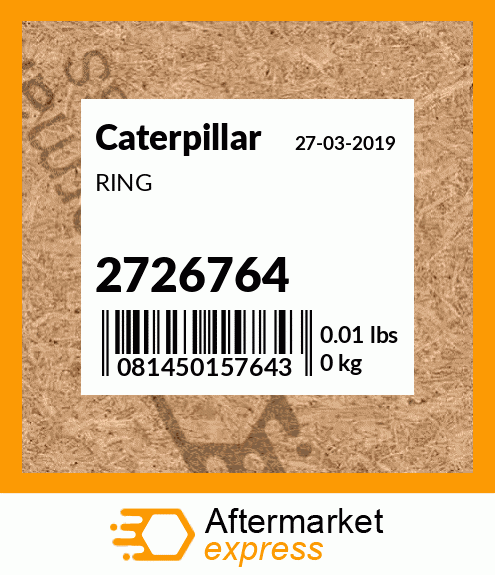 2726764 - RING fits Caterpillar | Price: $3.81