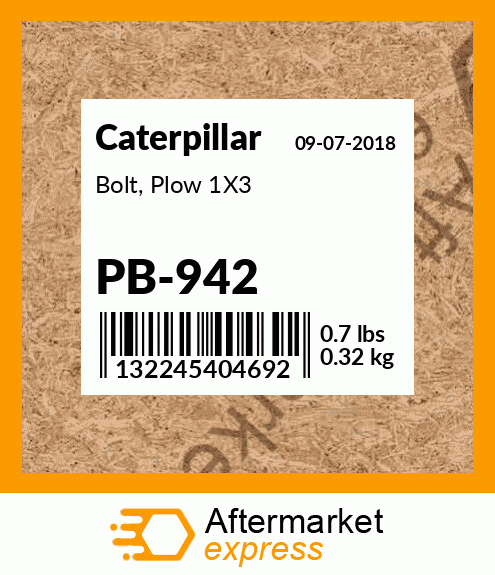Bolt, Plow 1X3 PB-942