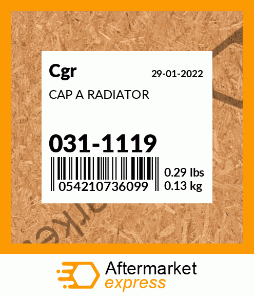 Spare part 031-1119 + CAP A RADIATOR