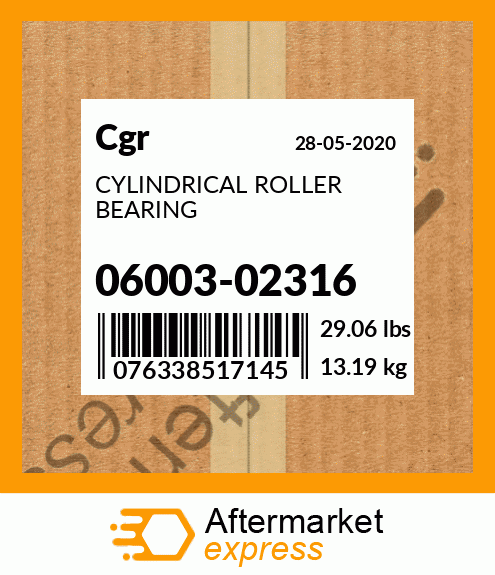 Spare part 06003-02316 + CYLINDRICAL ROLLER BEARING