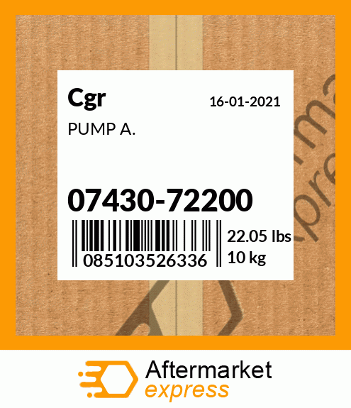 Spare part 07430-72200 + PUMP A.